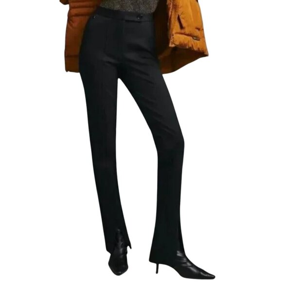Maeve Pants - MAEVE Black Flare Leg Ankle Zip Pants Womens 8 Legging Dressy Business Sleek NWT